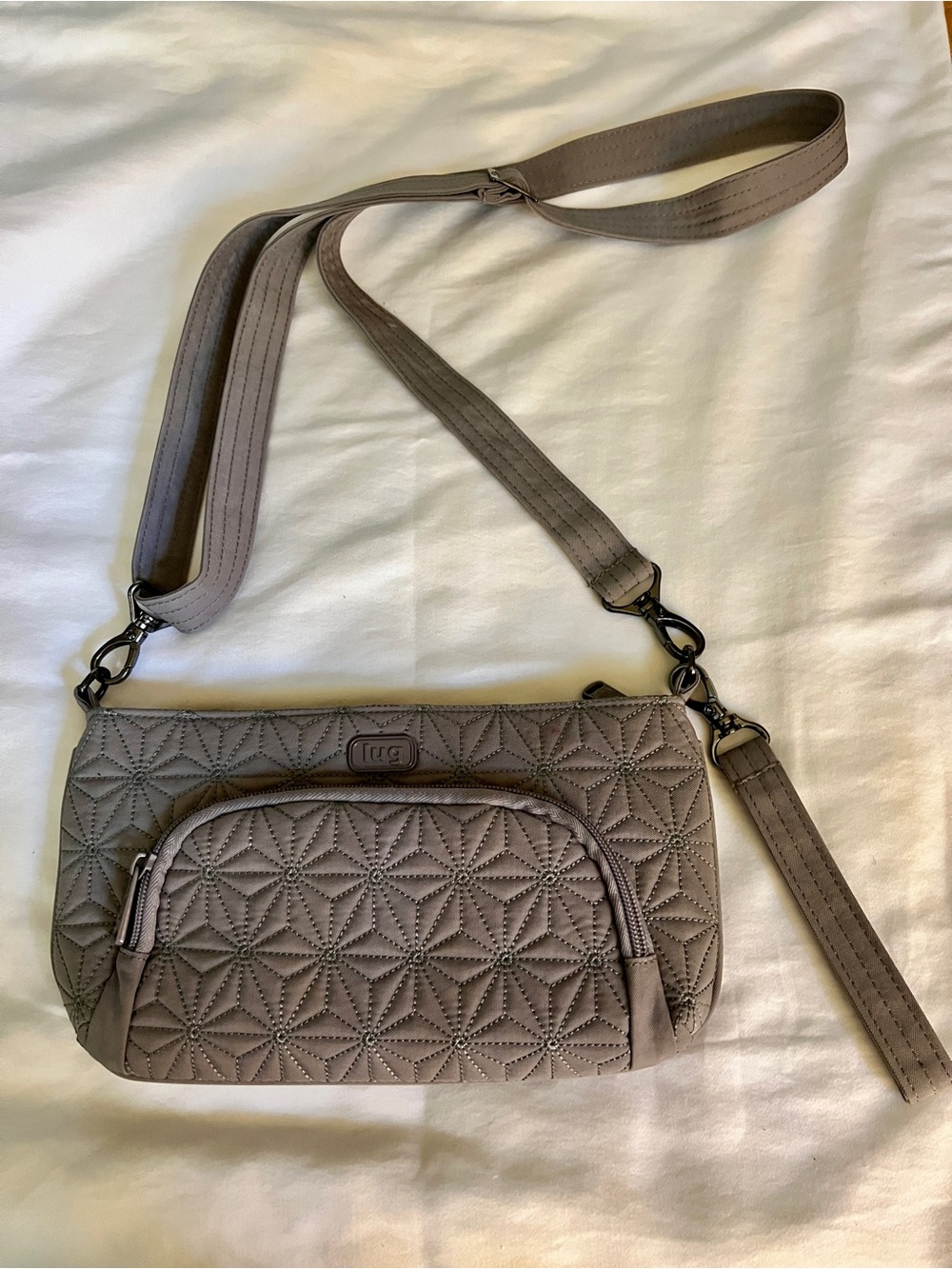 Lug Quilted Crossbody Bag in Taupe